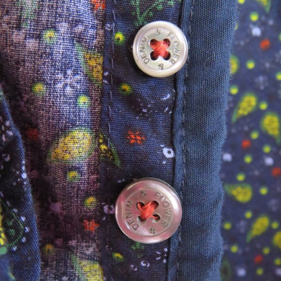 Denim & Flower* Men's Short Sleeve Button Down Curved Hem BOHO Shirt~ Size Large - Picture 6 of 12